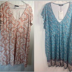 Shopwonder Women's Size 5XL, Bohemian  V-Neck Set Of 2 Dress.Short sleeve NEW.